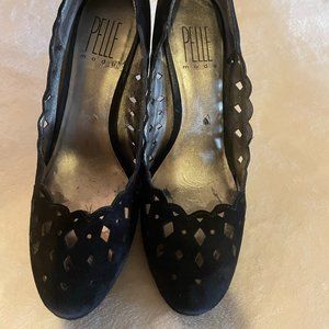 Pella Moda Black Suede Cutout Heel